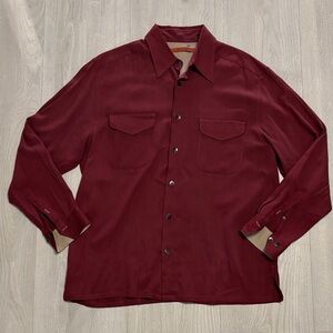 🔥BUNDLESALE Men's M Axis Burgundy Silk Button Down Shirt NWOT